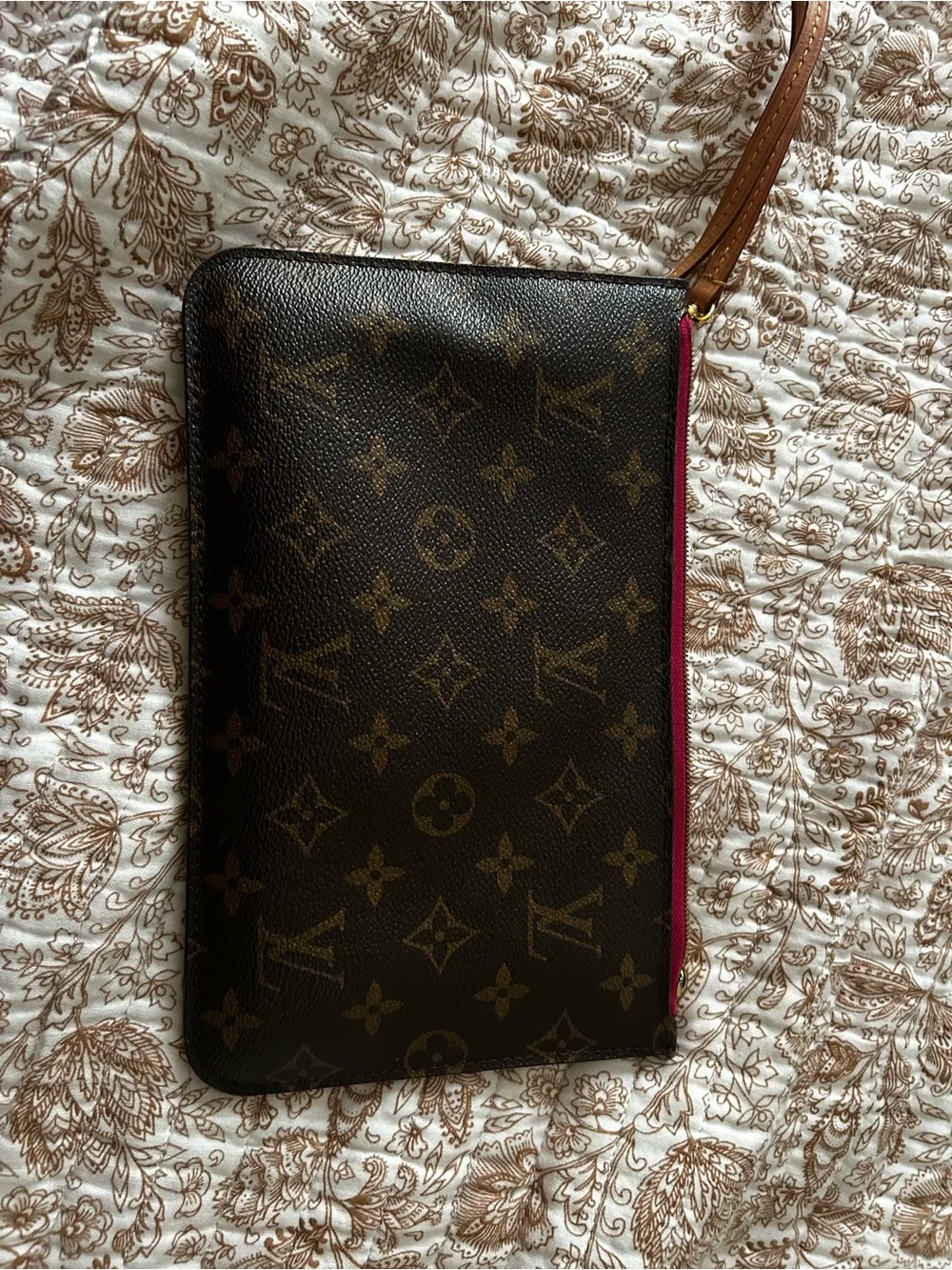 Louis Vuitton Monogram Clutch with Burgundy Striped Interior - Picture 3 of 3